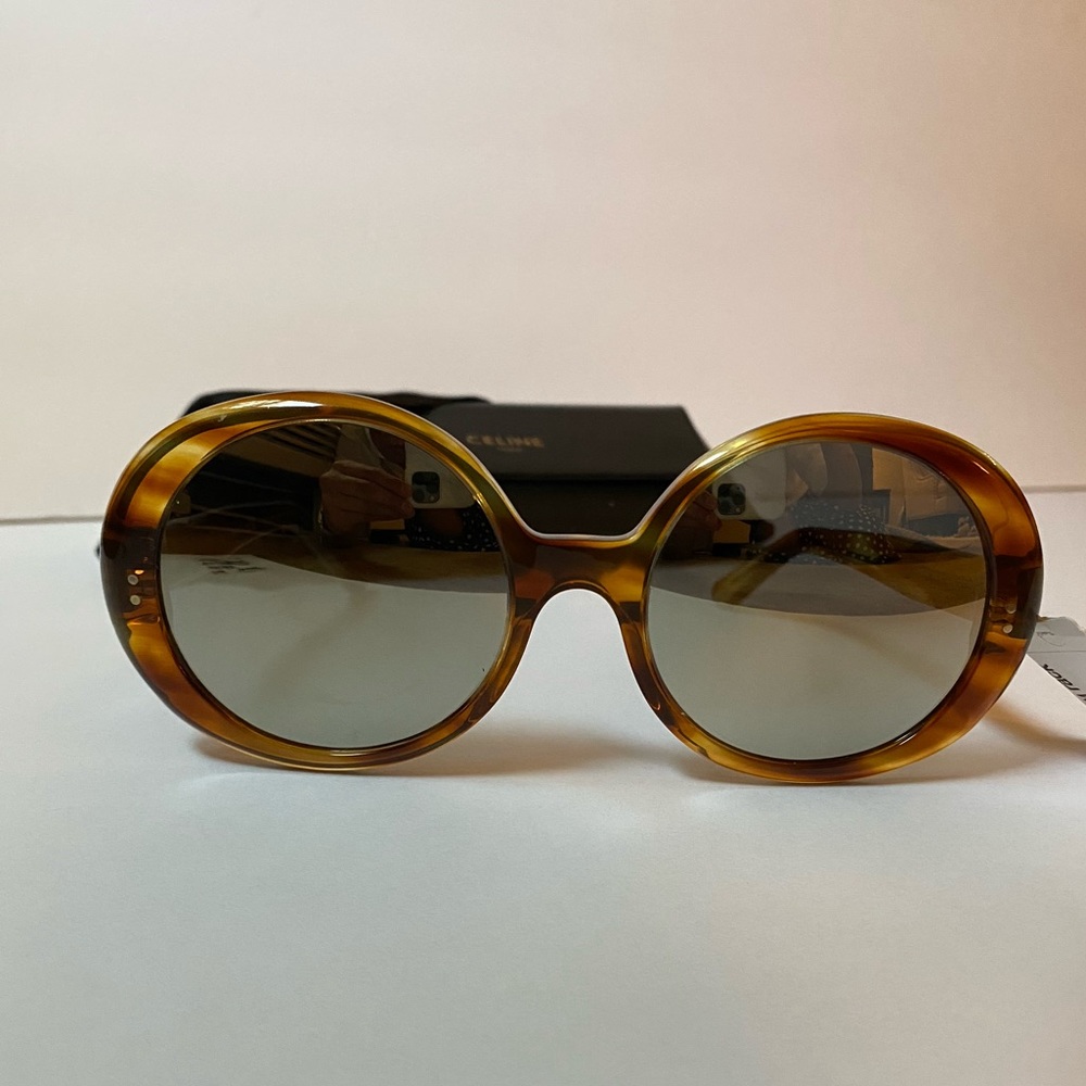 Celine Jackie O polarized oval tortoise oversized sunglasses CL400651